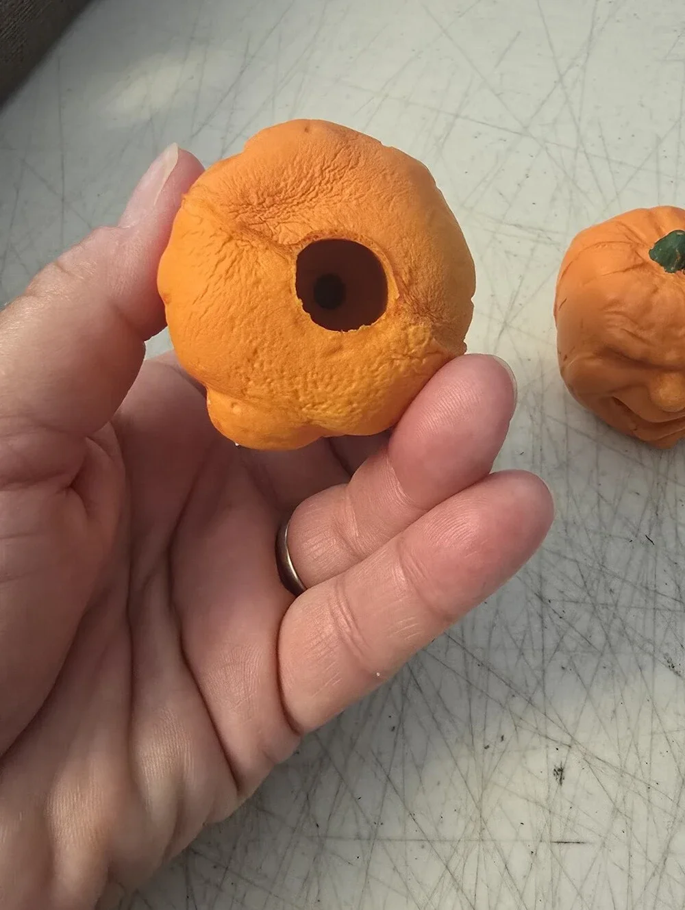Vtg Todd Masters? Foam Pumpkin Head Pencil Toppers  Halloween Decor Set of 2